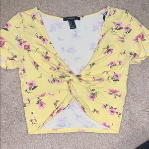 Yellow floral crop top